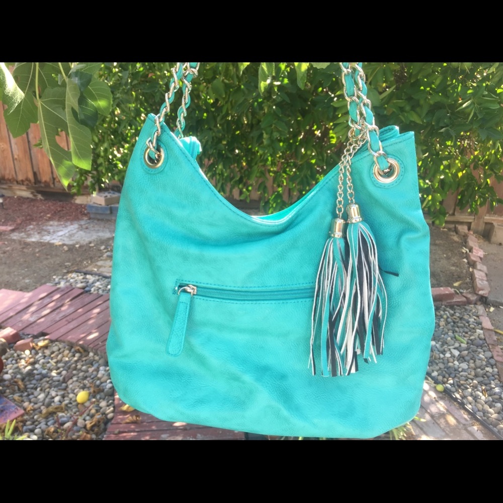 Big Buddha Boho Teal Tassel Bag